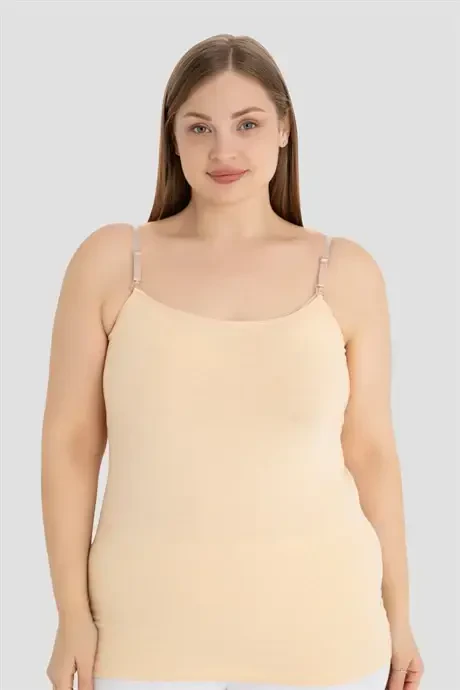 2 Pieces of Nude Color Women's Nursing Tank Top Cotton Lycra - 4