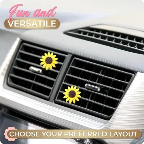 2 Pieces Sunflower Car Accessories Cute Car Air Freshener Sunflower Air Vent Clips Sunflowers Gift Decorations Girasoles Car Clip Interior Air Vent Decor - 4