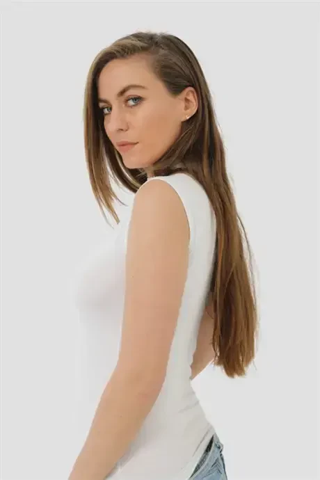 2 Pieces White Bamboo Women's Turtleneck Zero Sleeve Bodysuit Sleeveless Cami - 4