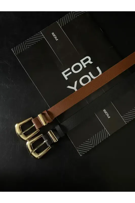 2-предметный мост Пряжка Набор Женские брюки ремень, Куртка ремень, Платье ремень, Рубашка ремень-черный - 2