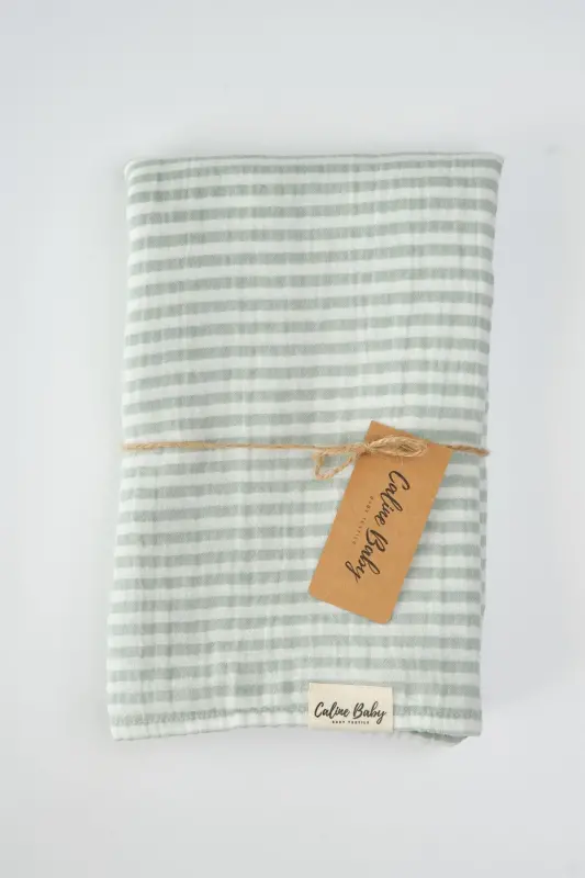 2 Qavat Chiziqli Muslin O'rash Matosi 20/20 - 120x120 Sm Yeshil-Yashil - 2