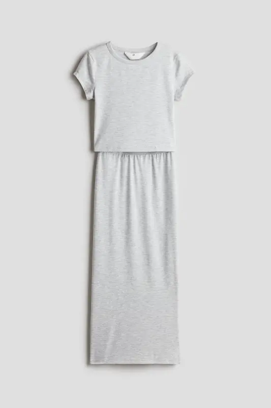 2 qismli futbolka va yubka to'plami - Ochiq kulrang - H&M
