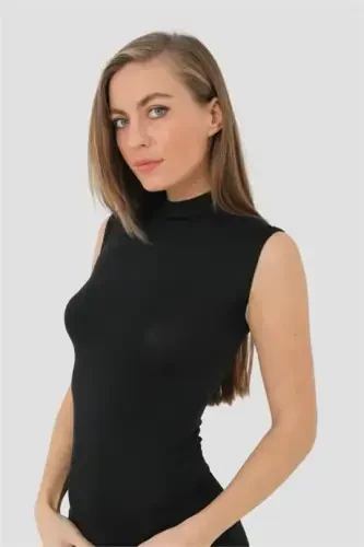 2 Qora Bambuk Ayollariga Mo'ljallangan Turtlenek Yensiz Zero Yensiz Bodi Bo'yinli Yensiz Badi - BÜYÜKBEDENIZ (1)