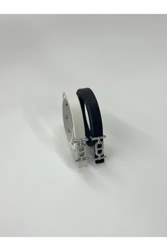 2-Row Silver Buckle Skinny Belt, Pants Belt, Shirt Belt, Jacket Belt-Mixed - 5