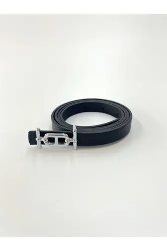 2-Row Silver Buckle Skinny Belt, Pants Belt, Shirt Belt, Jacket Belt-Mixed - 8