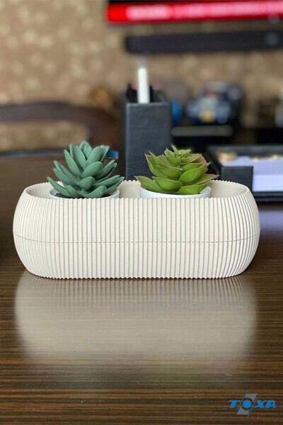 2 Size Coral Long Beige Pot Set Karasu Plastic Succulent Balcony Pot Set - 8