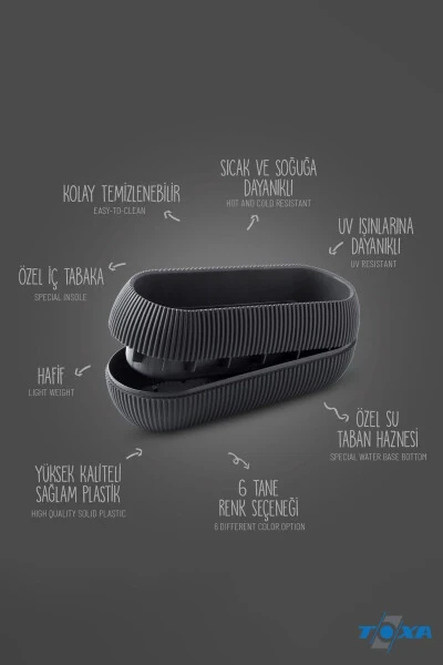 2 Size Coral Long Beige Pot Set Karasu Plastic Succulent Balcony Pot Set - 11