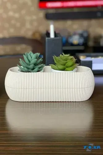 2 Size Coral Long Sof Yellow Pot Set Karasu Plastic Succulent Balcony Pot Set-Yellow - 8