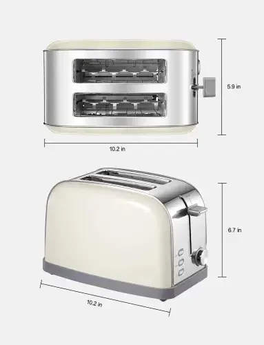 2 slice toaster, Retro Bagel Toaster with 7 Bread Shade Settings, 2 Extra Wide Slots, Defrost/Bagel/Cancel Function, Removable Crumb Tray, Stainless Steel Toaster by Yabano, Silver - YABANO (1)