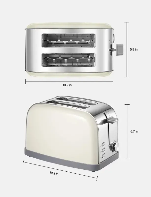 2 slice toaster, Retro Bagel Toaster with 7 Bread Shade Settings, 2 Extra Wide Slots, Defrost/Bagel/Cancel Function, Removable Crumb Tray, Stainless Steel Toaster by Yabano, Silver - 2