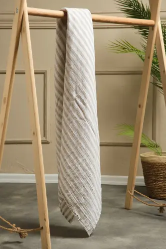 2-слойная муслиновая пеленка с полосками 40/40 - 120x120 см бежевый-бежевый - 3
