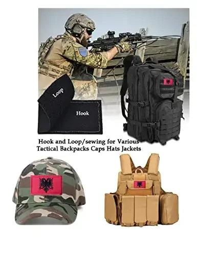 2 ШТ. AliPlus Албанские флаги, вышитые тактические военные моральные нашивки, аппликация с застежкой-липучкой - 4