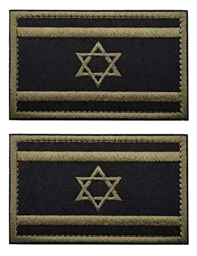 2 шт. AliPlus Israel Flag Patches Вышитые Тактические Военные Моральные Нашивки Аппликация Крепеж Крюк и Петля (Армейский Зеленый) 