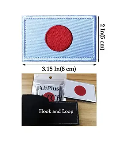 2 ШТ. AliPlus Japan Flag Patches Вышитые Тактические Военные Моральные Нашивки Аппликация Крепеж Крючок и Петля - 3