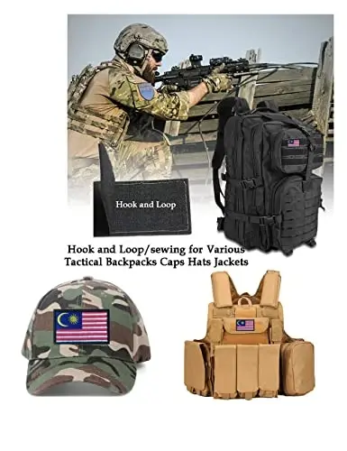 2 шт. AliPlus Malaysia Flag Patches Вышитые тактические военные моральные патчи Applique Fastener Hook and Loop - 4
