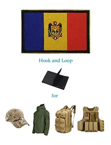 2 ШТ. AliPlus Молдова Флаг Патчи Вышитые Тактические Военные Моральные Нашивки Аппликация Застежка Крючок и Петля - 4