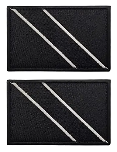2 PCS AliPlus Trinidad and Tobago Flag Patches Embroidered Tactical Military Morale Patch Applique Fastener Hook and Loop(Black) - 1