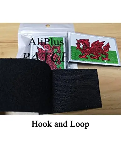 2 PCS AliPlus Wales Flag Patches Embroidered Tactical Military Morale Patch Applique Fastener Hook and Loop - 5
