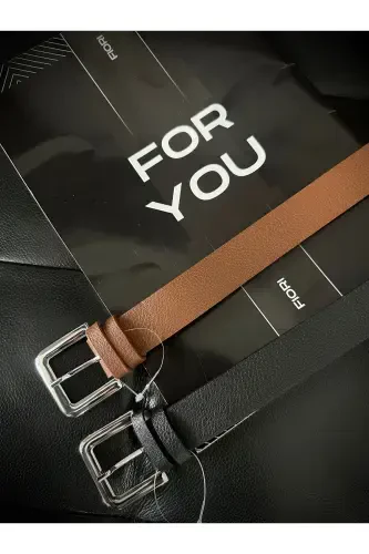 2 шт. Классический базовый женский брючный ремень, ремень для куртки, ремень для платья - черный и табачный - 7