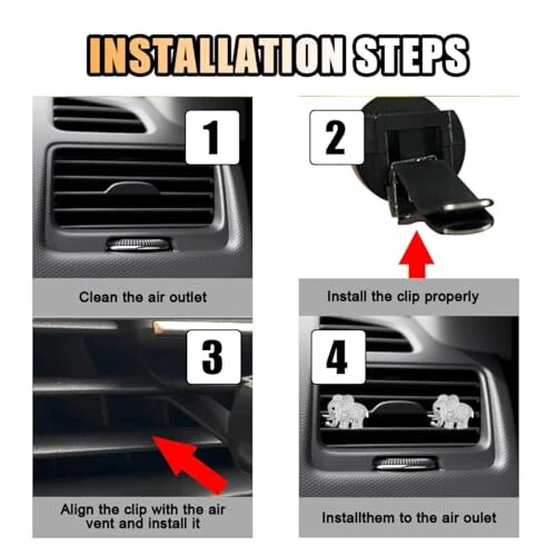 2 шт. Кристаллическая бриллиантовая автомобильная вентиляционная клипса, Фильтр с подвесками Elephant Bling Crystal Car Air Vent, Освежитель воздуха для автомобиля, Блестящие декоративные аксессуары для салона автомобиля для женщин и девочек - 6