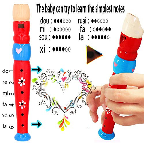 2 шт. Маленькие деревянные флейты для малышей, цветная пикколо-флейта для детей, изучение ритма музыкальный инструмент, Sealive Игрушки для раннего музыкального образования для детей с аутизмом или дошкольников (случайный цвет) - 4