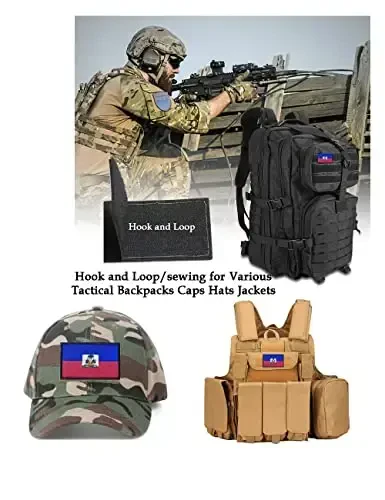 2 шт. Нашивки AliPlus с флагом Гаити, вышитая тактическая военная моральная нашивка-аппликация, застежка-липучка - 4