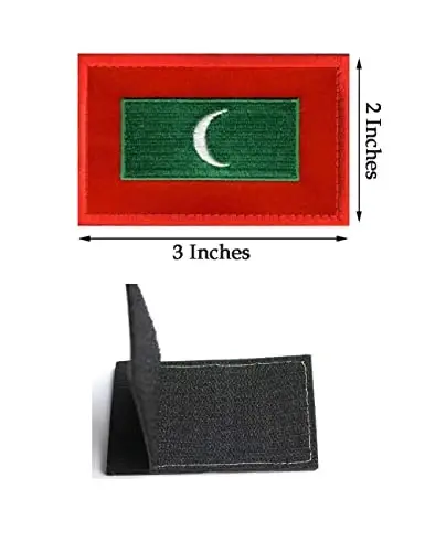 2 PCS AliPlus Maldives Flag Patches Embroidered Tactical Military Morale Patch Applique Fastener Hook and Loop - 3