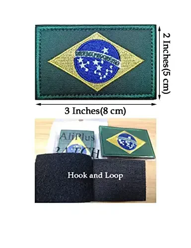 2 шт. Нашивки с бразильским флагом AliPlus, вышитые тактические военные моральные нашивки, аппликация, застежка-липучка - 3