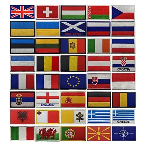 2 PCS AliPlus Germany Flag Patches Embroidered Tactical Military Morale Patch Applique Fastener Hook and Loop(White Border) - 6