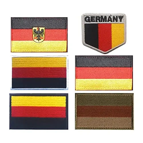 2 PCS AliPlus Germany Flag Patches Embroidered Tactical Military Morale Patch Applique Fastener Hook and Loop(White Border) - 5