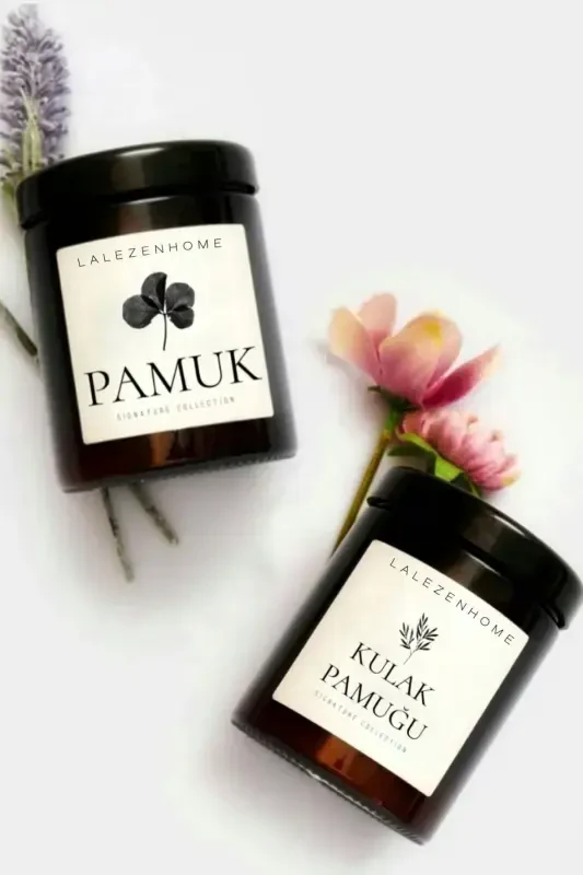 2 ta Amber quloq cho'pi va paxta bankasi Mika plastik paxta qutisi (500 ml*2) - 1