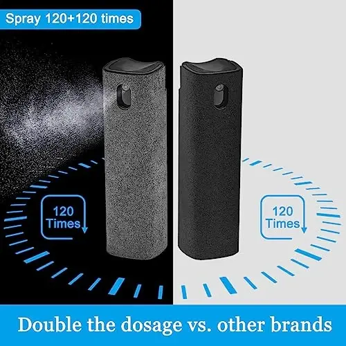 2 ta ekran tozalagich spreyi va noutbuk monitori va avtomobil ekranlari uchun salfetka, mobil telefon, planshet, kompyuter, LCD, ko'zoynak, iPhone, iPad, Mac Pro uchun sensorli ekranli tuman tozalash vositasi - qora va kulrang - 5