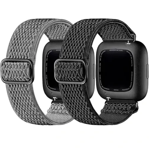 2 ta elastik tasma Fitbit Versa 2 bilaguzuk uchun mos, ayollar va erkaklar uchun, yumshoq sozlanishi neylon nafas oladigan almashtirish bilaguzuk Versa/Versa 2/Versa Lite/SE Smartwatch Loop uchun - 1