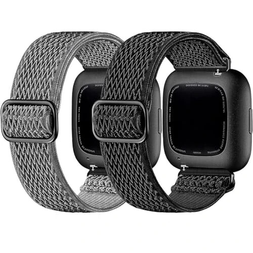 2 ta elastik tasma Fitbit Versa 2 bilaguzuk uchun mos, ayollar va erkaklar uchun, yumshoq sozlanishi neylon nafas oladigan almashtirish bilaguzuk Versa/Versa 2/Versa Lite/SE Smartwatch Loop uchun - 1