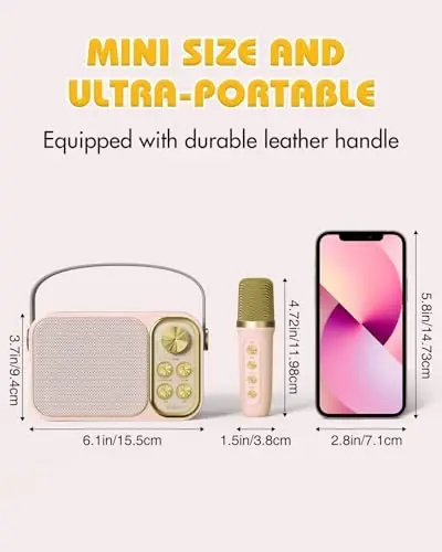 2 ta simsiz mikrofonli bolalar uchun mini karaoke mashinasi, ko'chma Bluetooth karnay, har qanday joyda qo'shiq kuylash uchun bolalar karaoke mashinasi, qizlar uchun, Partiya, tug'ilgan kun, oilaviy uchrashuvlar uchun ideal - 2