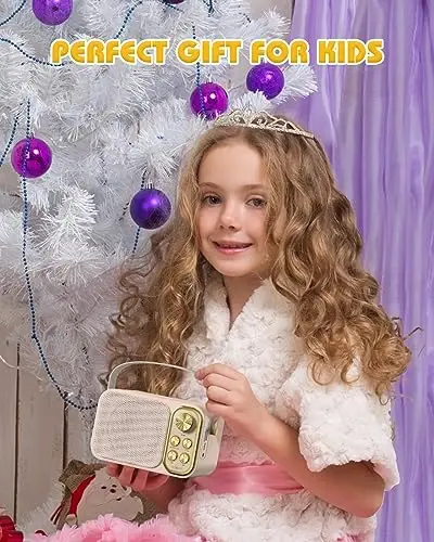2 ta simsiz mikrofonli bolalar uchun mini karaoke mashinasi, ko'chma Bluetooth karnay, har qanday joyda qo'shiq kuylash uchun bolalar karaoke mashinasi, qizlar uchun, Partiya, tug'ilgan kun, oilaviy uchrashuvlar uchun ideal - 6