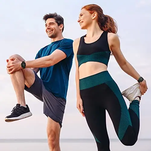 2 ta suv o'tkazmaydigan tasma Fitbit Versa 2 tasmalariga mos keladi Ayollar Erkaklar uchun | Klassik yumshoq nafas oluvchi sport zaxira bilak tasmalari, (qora/qora, Kichik 5.5''-7.1'') - 4