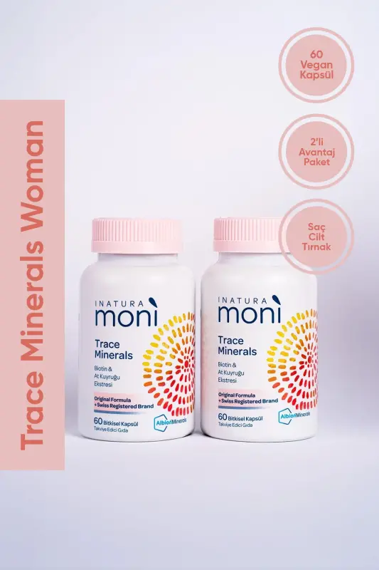 2 ta to'plam afzallik to'plami Moni Trace Minerals Biotin va ot quyruq ekstrakti 60 ta o'simlik kapsulası - 2