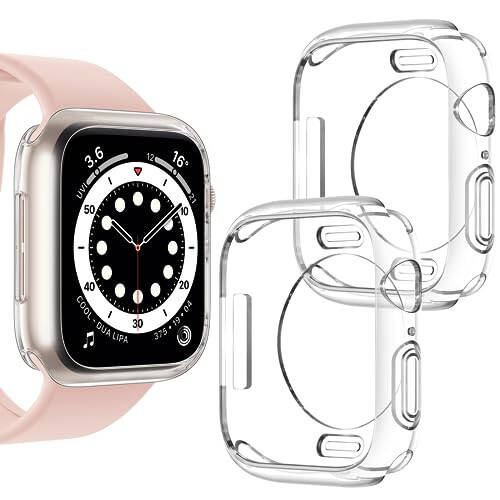 [2 ta to'plam] Goton Apple Watch Series SE2 SE 6 5 4 44 mm uchun bamper qobiq, Ultra yupqa yumshoq TPU zarba o'tkazmaydigan qobiq qopqoq bamper himoyachisi iWatch aksessuarlari uchun (ekran himoyachi yo'q) 44 mm shaffof + shaffof - 2