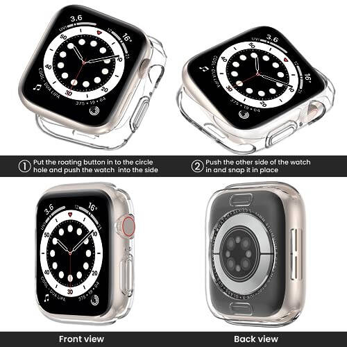 [2 ta to'plam] Goton Apple Watch Series SE2 SE 6 5 4 44 mm uchun bamper qobiq, Ultra yupqa yumshoq TPU zarba o'tkazmaydigan qobiq qopqoq bamper himoyachisi iWatch aksessuarlari uchun (ekran himoyachi yo'q) 44 mm shaffof + shaffof - 3