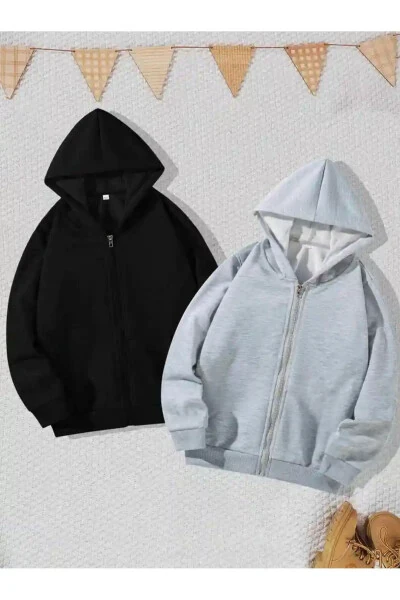 2 ta'limli Afzallik To'plami Qiz-O'g'il Bolalar BASMASIZ Kaputli SVITSHIRT ( YANGI MAHSU LOT ) - BAXIA