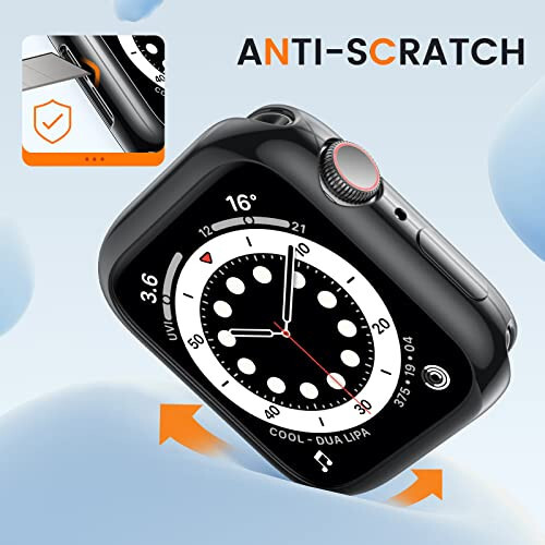 [2 ta'rifdagi to'plam] Apple Watch Series SE2 SE 6 5 4 44mm uchun Goton bamper korpus, Ultra yupqa yumshoq TPU zarbadan himoya qiluvchi korpus qopqog'i iWatch aksessuarlari uchun bamper himoyachi (ekran himoyachisi yo'q) 44mm Qora+Qora - 4