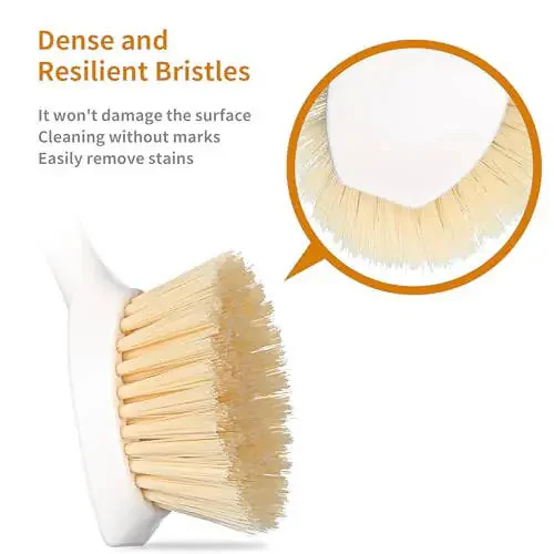 2 ta'rifli Oshxona idish yuvish cho'tkasi Bambuk tutqichli idish yuvish cho'tkasi O'rnatilgan qirg'ich, Tova, Qozon, Oshxona lavaboni tozalash uchun yuvish cho'tkasi, Idish yuvish va tozalash cho'tkalari mukammal tozalash vositalari, Oq - 3