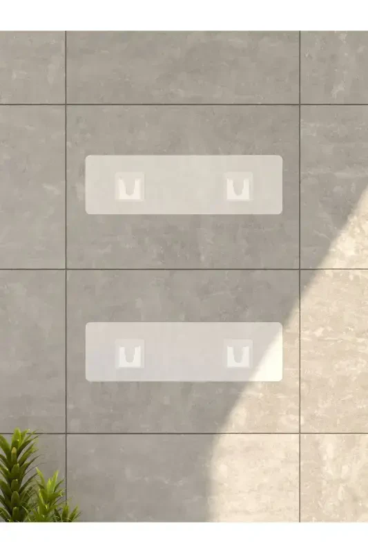 2-Tier Adhesive Bathroom Shelf Shampoo Soap Holder Set - 5