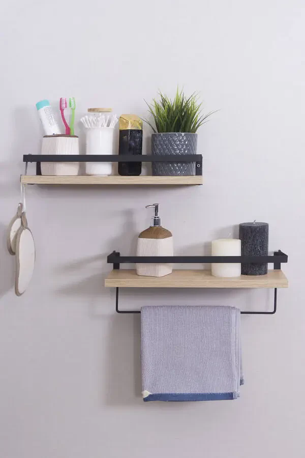 2-Tier Bathroom Shelf Towel Rack Decorative Bathroom Organizer Multi-Purpose Soap Dish Shelf - 1