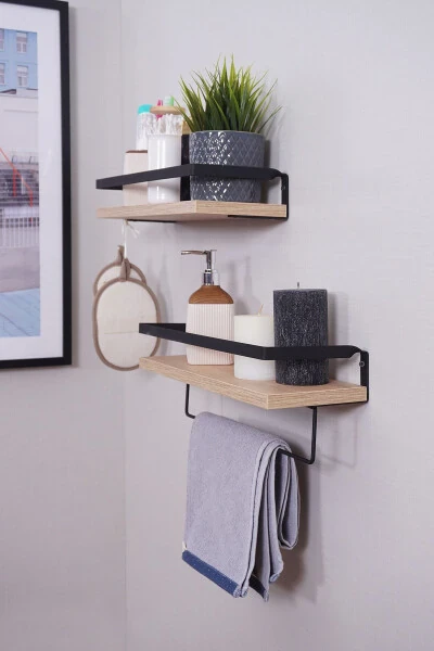2-Tier Bathroom Shelf Towel Rack Decorative Bathroom Organizer Multi-Purpose Soap Dish Shelf - MILONSA (1)