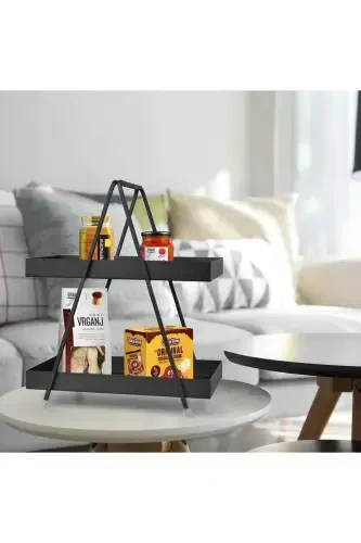 2-Tier Black Metal Bathroom & Kitchen Shelf Model 1 - 1