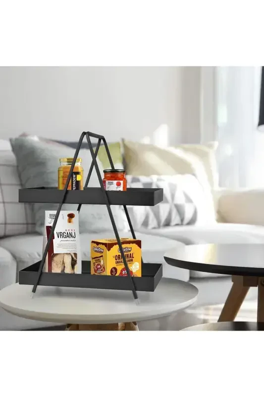 2-Tier Black Metal Bathroom & Kitchen Shelf Model 1 - 1