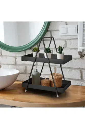 2-Tier Black Metal Bathroom & Kitchen Shelf Model 1 - 2
