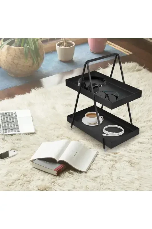 2-Tier Black Metal Bathroom & Kitchen Shelf Model 1 - 5